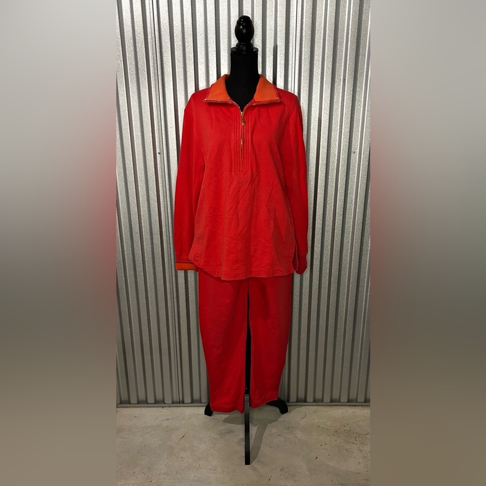 Women’s Escada Sport Red Sweatsuit Matching Set Cotton Polyester Size Large